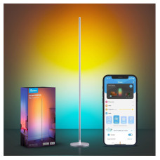 Govee RGBICW Floor Lamp Sliver, LED Corner Lamp Works with Alexa, Smart Modern Standing Lamp with Music Sync and 16 Million DIY Colors, Ambiance Color Changing Floor Lamps for Living Room Bedroom Gaming Room - H6076